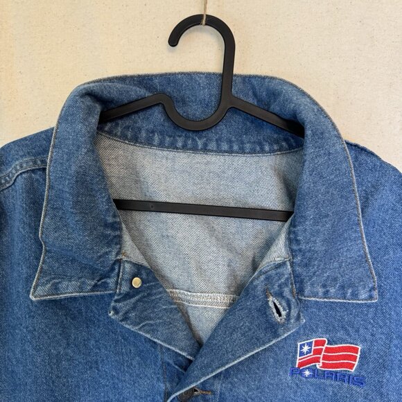 VTG Embossed Denim Trucker Jean Jacket Polaris ATV Snowmobile Mens XXL USA - Picture 2 of 12
